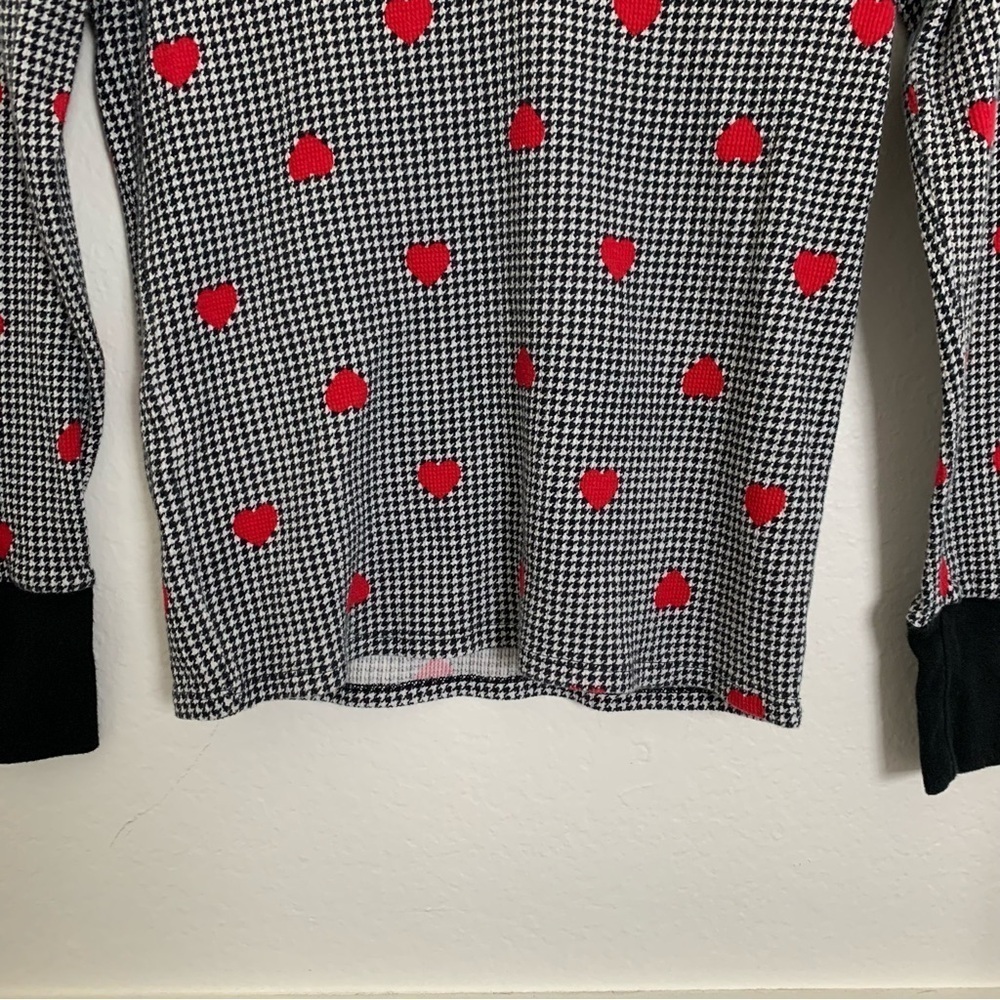 Victoria’s Secret Houndstooth Heart Thermal Pajama Set Womens S Waffle Stretch - Picture 4 of 13